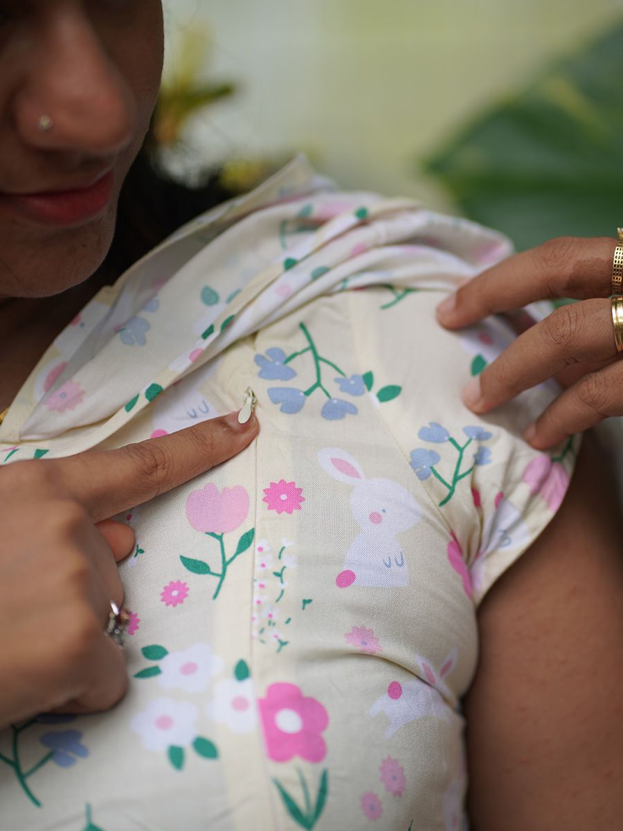 Maternity Short Night Gown- Fin Cream