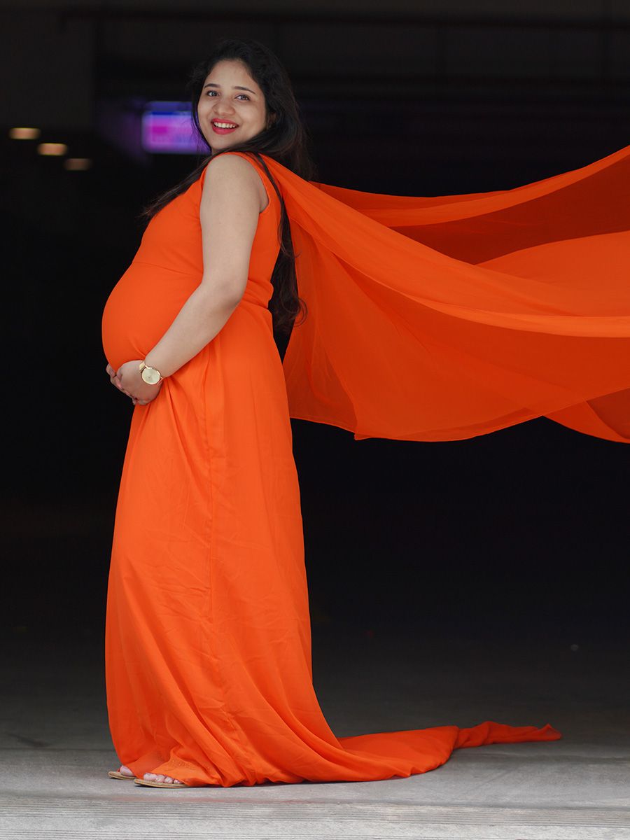 Maternity Fly Gown- Orange
