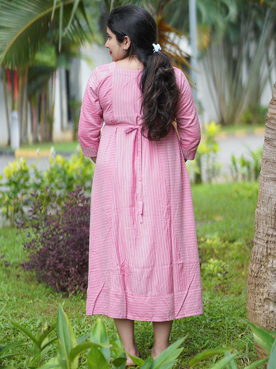 Maternity short Dress- Pink Lines