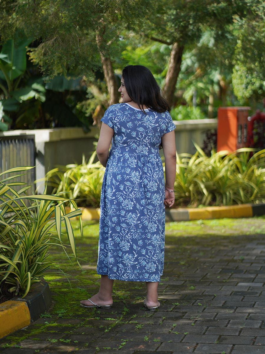 Maternity Short Dress- Knitted (Blue)