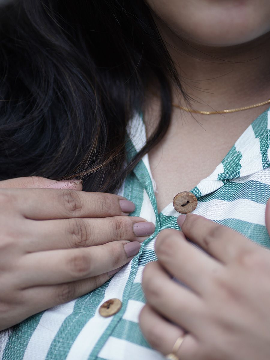 Maternity Short Dress- Lines (Green)