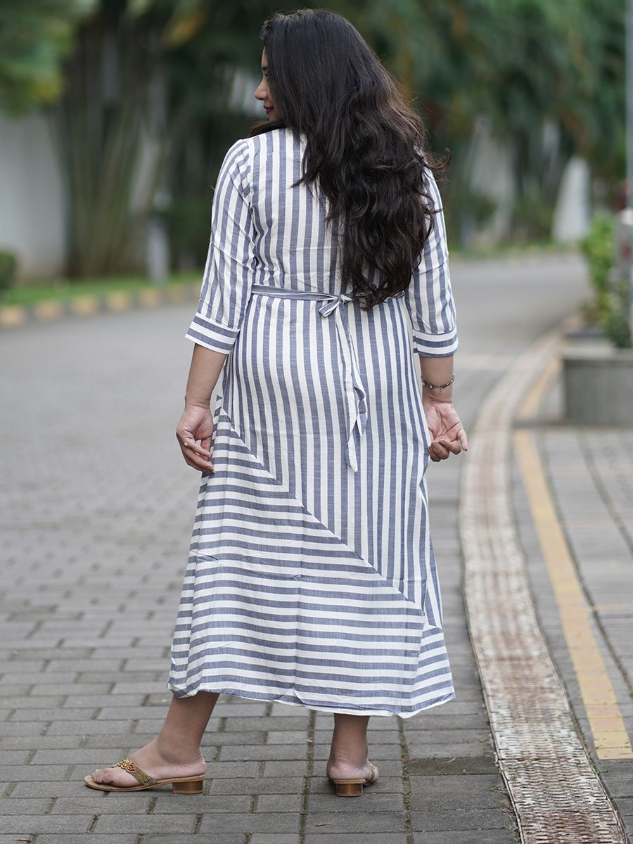 Maternity Short Dress- Lines (Ash)