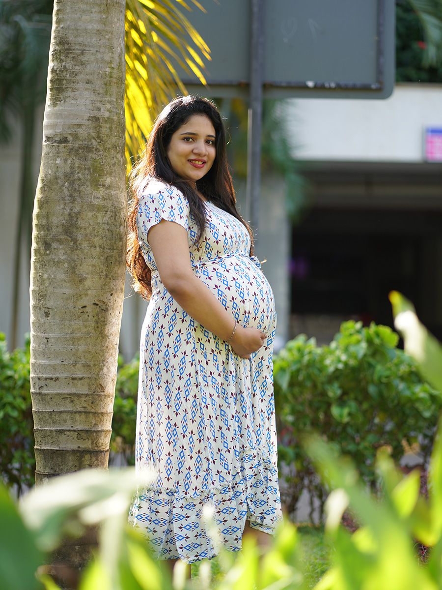 Maternity Short Night Gown- (White)