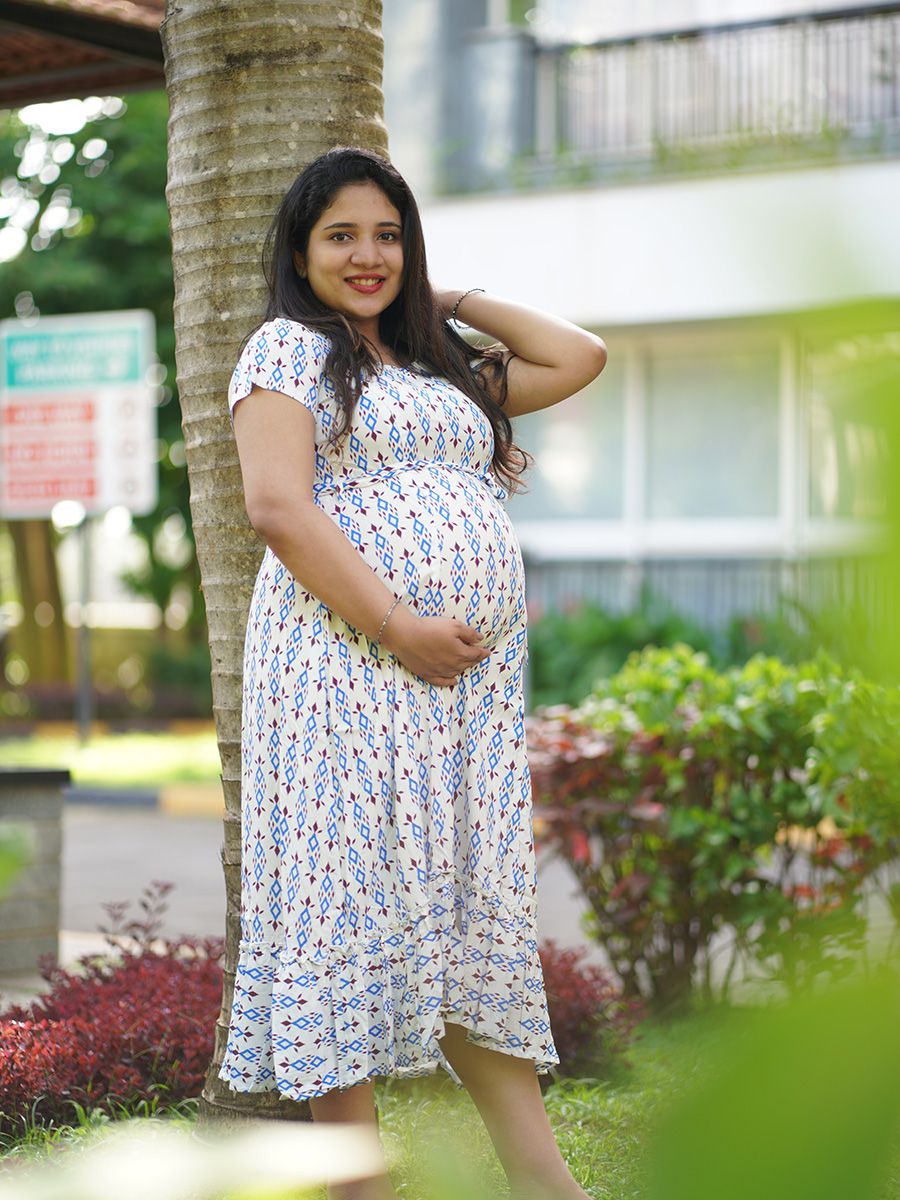 Maternity Short Night Gown- (White)