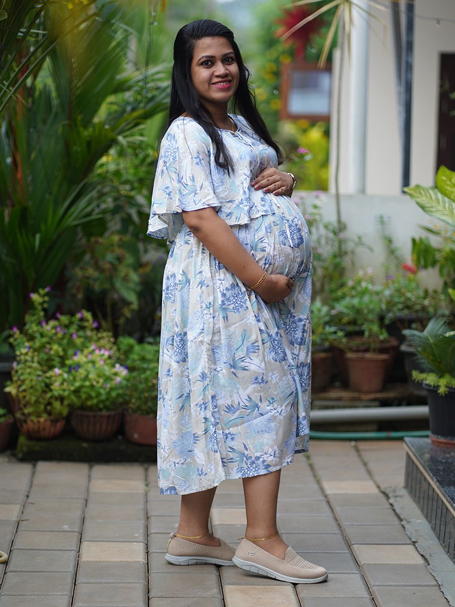 Maternity Short Night Gown- Fin Ash