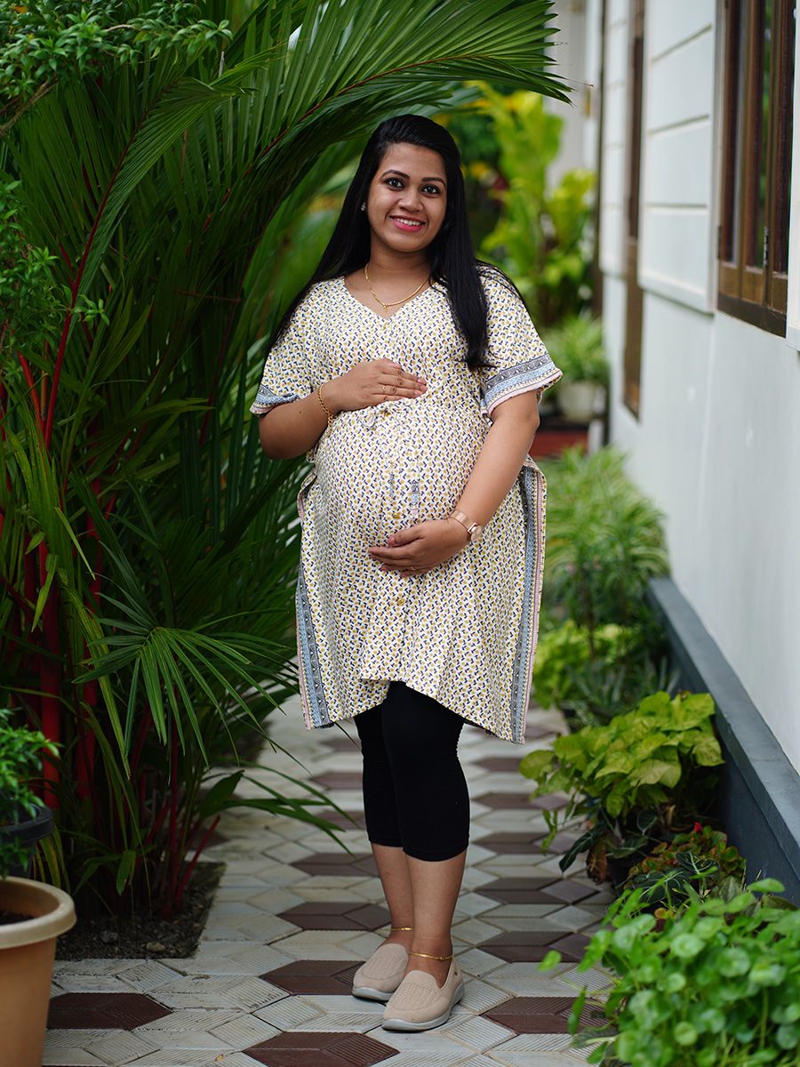 Maternity Knitted Kaftan Kafe Yellow
