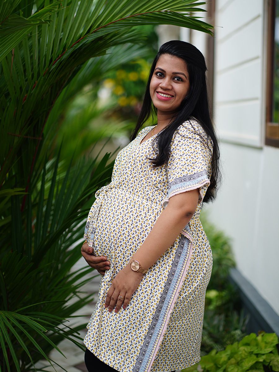 Maternity Knitted Kaftan Kafe Yellow