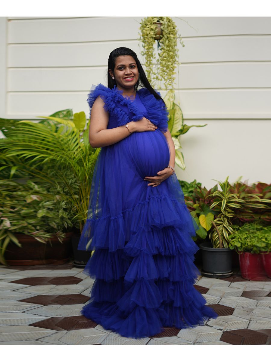 Baby Shower Dress Royal Blue Net