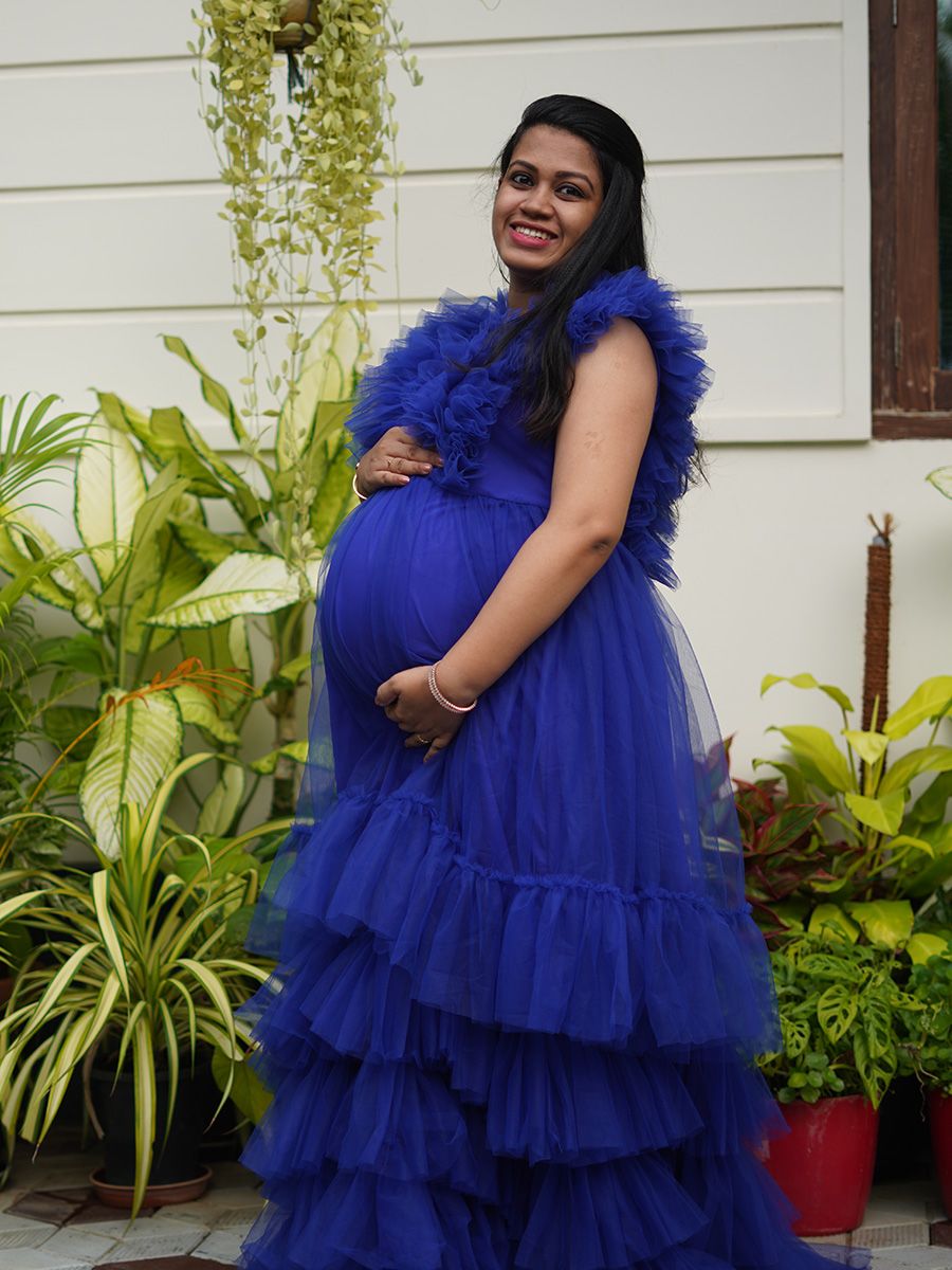 Baby Shower Dress Royal Blue Net ZIVAMOMS Baby Shower Dress Royal Blue Net ZIVAMOMS