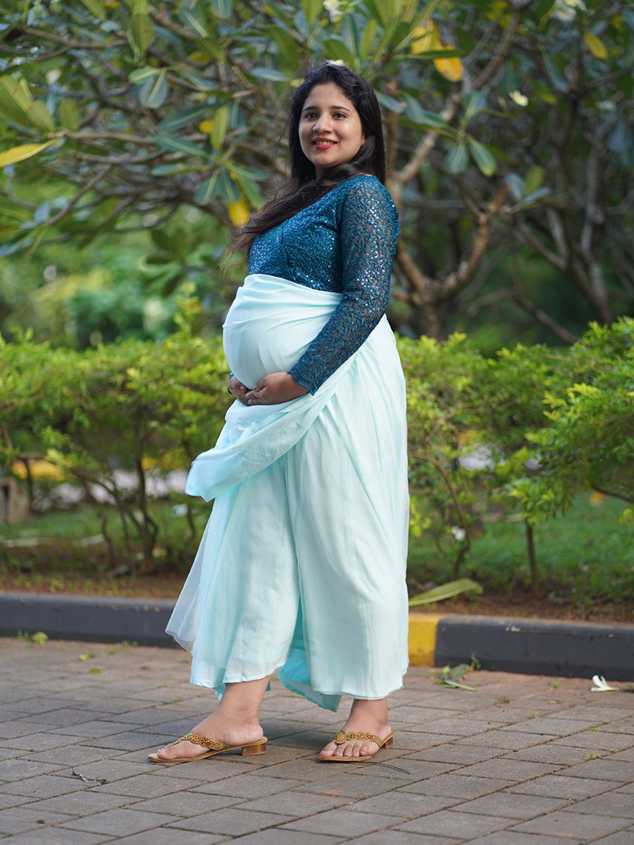 Maternity Photo gown- Peakcock green