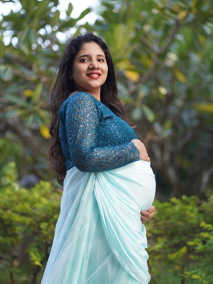 Maternity Photo gown- Peakcock green