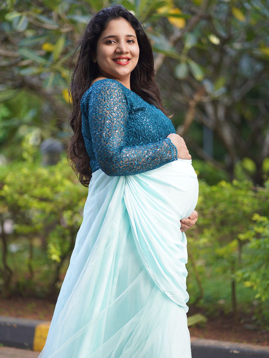 Maternity Photo gown- Peakcock green