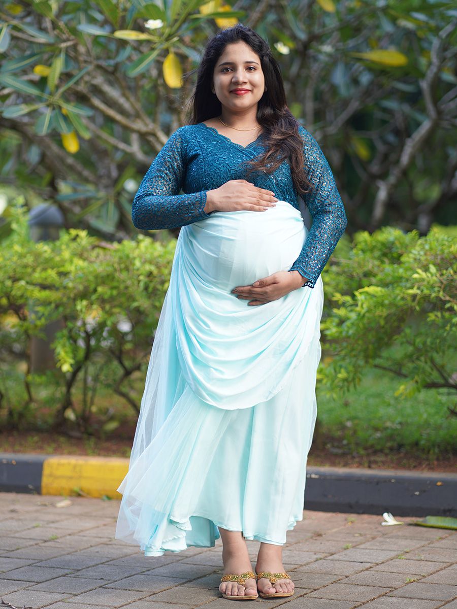 Maternity Photo gown- Peakcock green