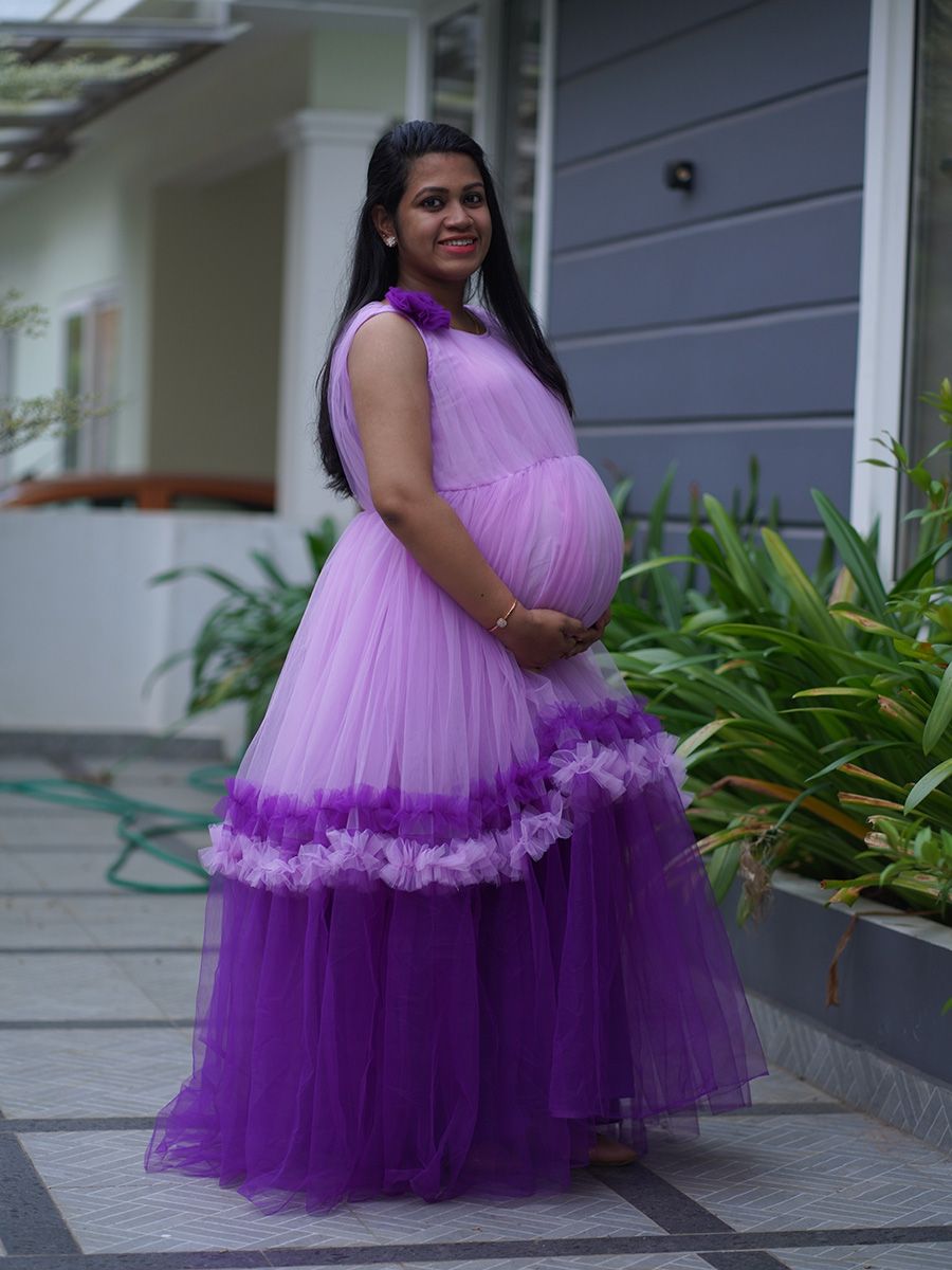 Baby Shower Dress Double color Lavender – ZIVAMOMS