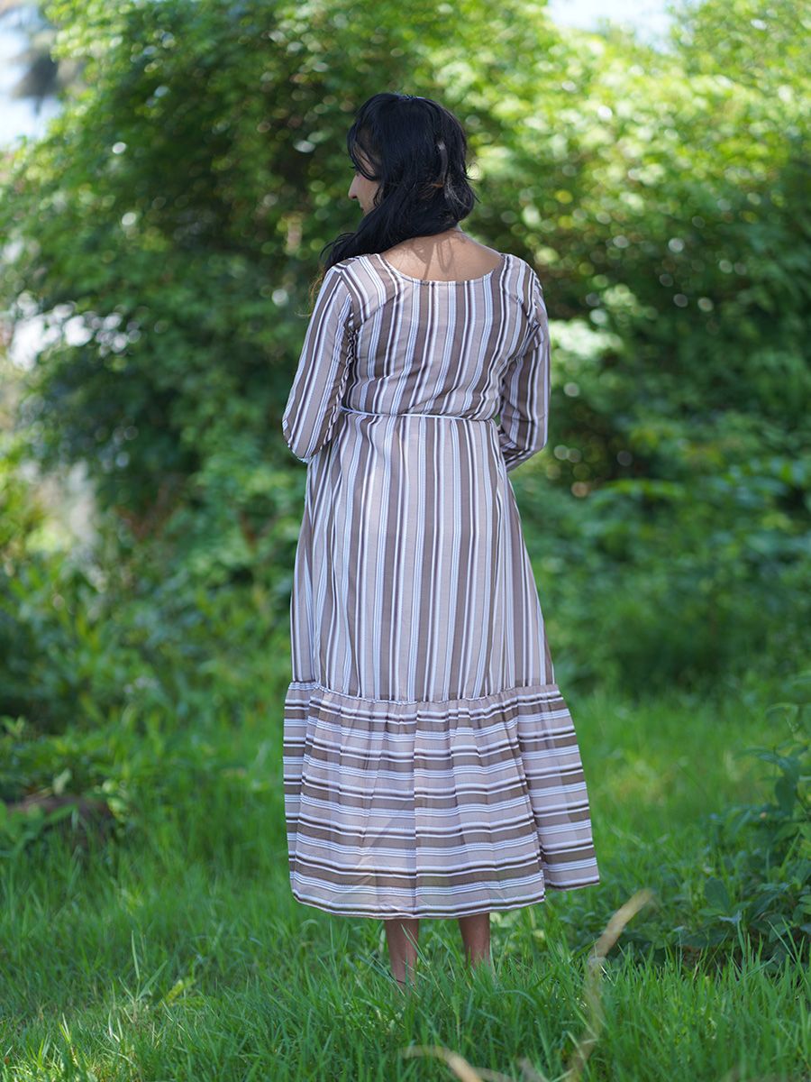 Maternity short Dress Lines (Light Brown)