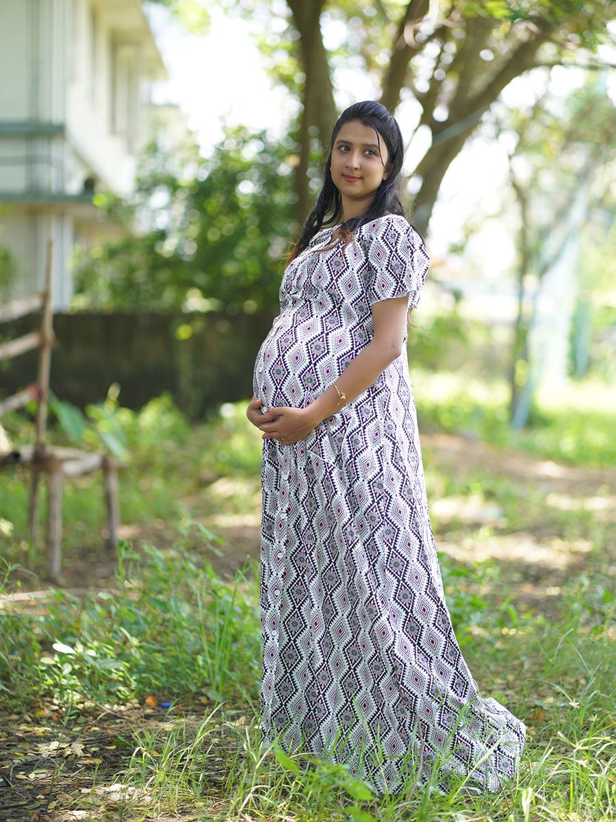 Maternity Full Night Gown-  (black)