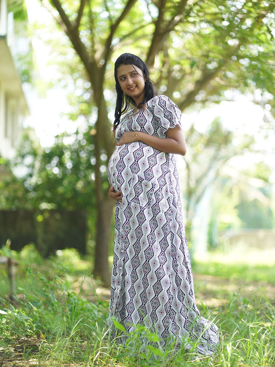 Maternity Full Night Gown-  (black)