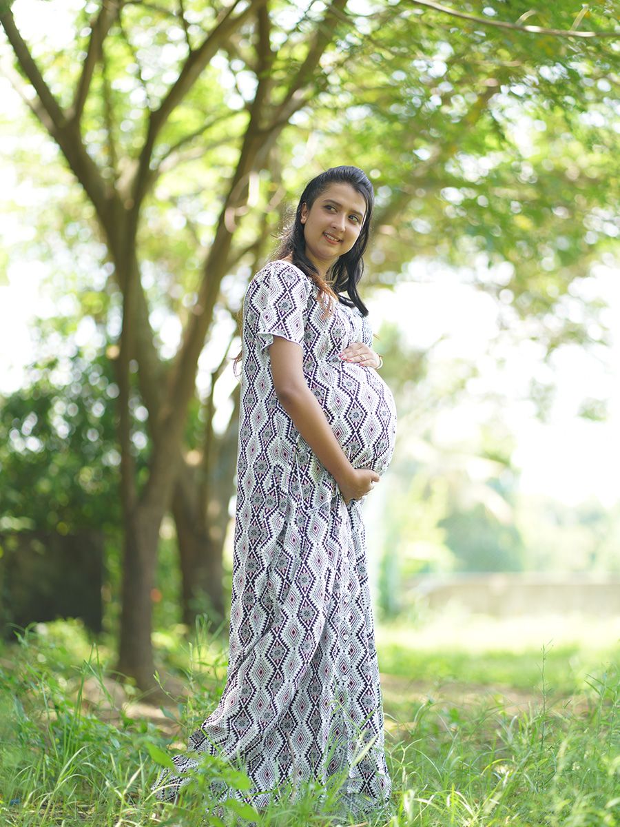 Maternity Full Night Gown-  (black)