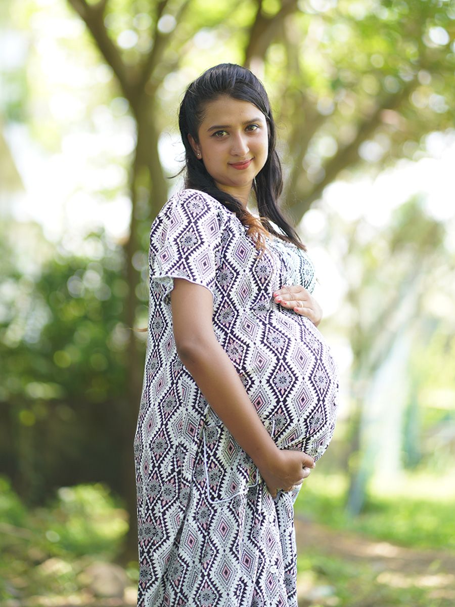 Maternity Full Night Gown-  (black)