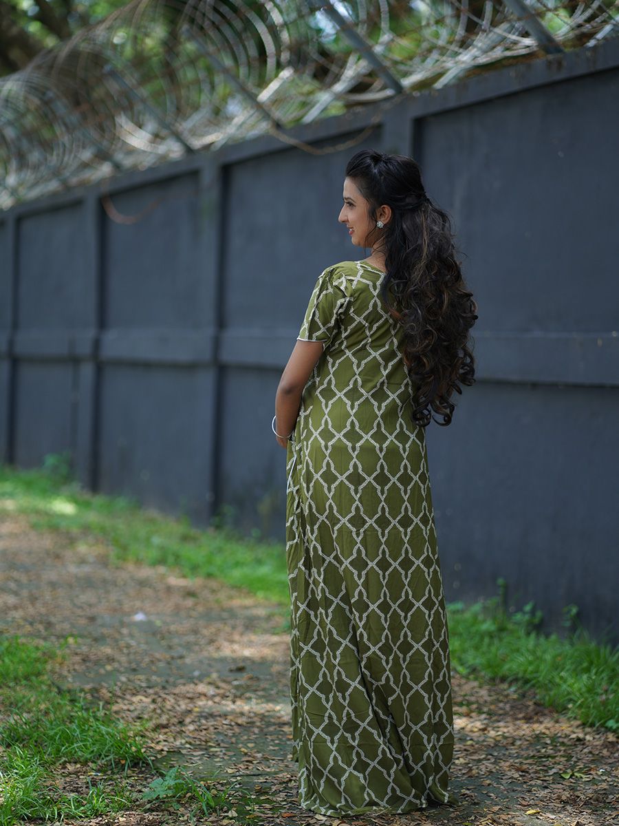 Maternity Full Night Gown-  (green)