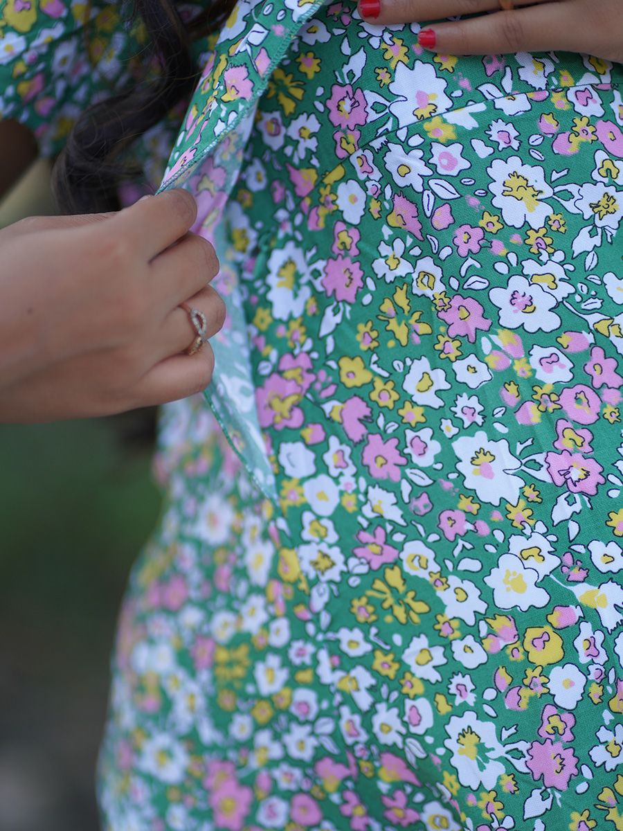 Maternity Full Night Gown-  (light green)