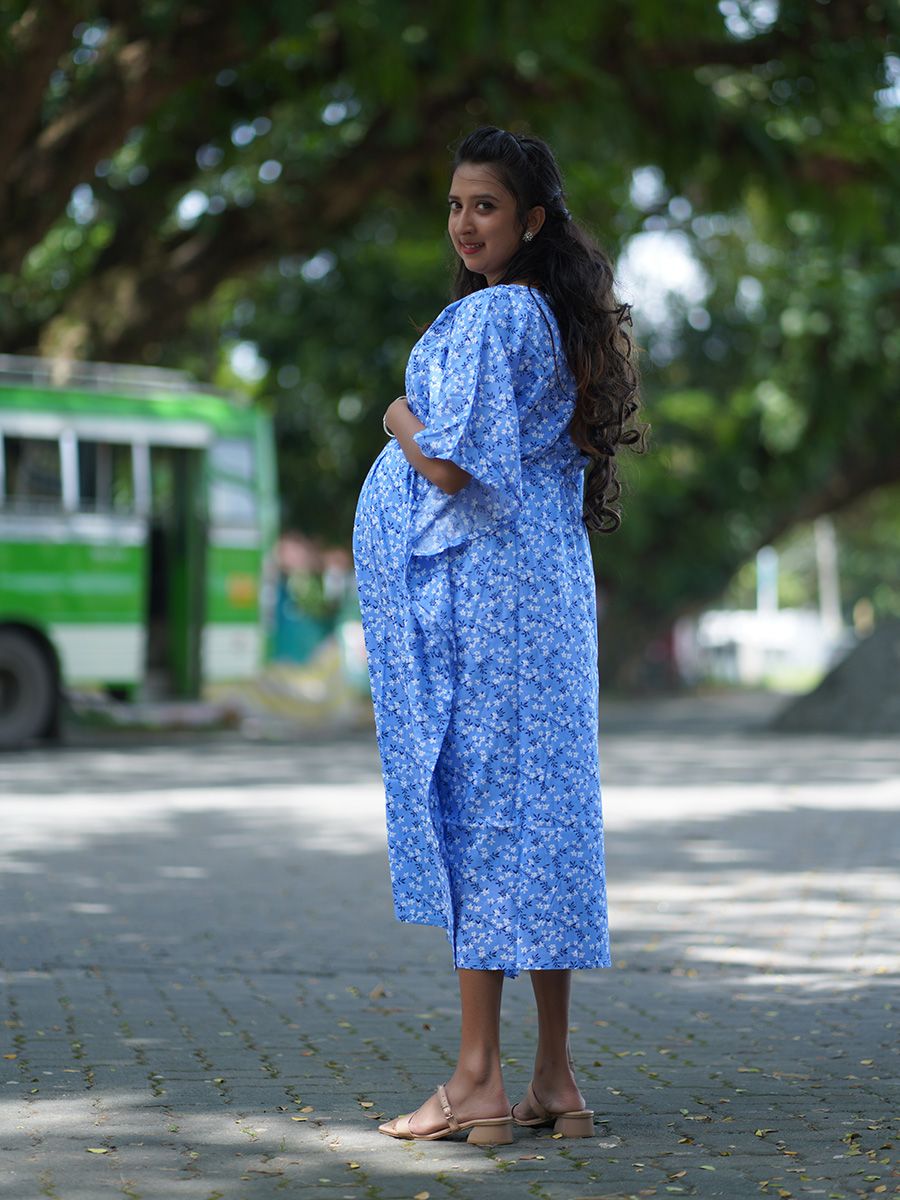Maternity Short Night Gown- Kaftan (Blue)