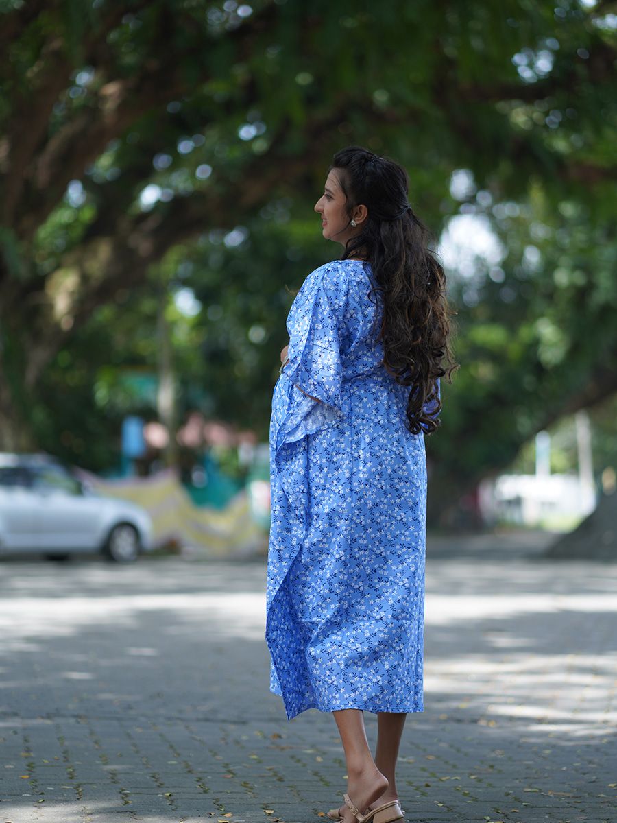 Maternity Short Night Gown- Kaftan (Blue)