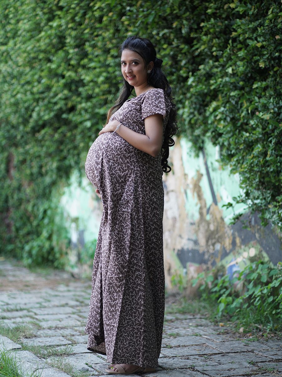 Maternity Full Night Gown-  (Bown)
