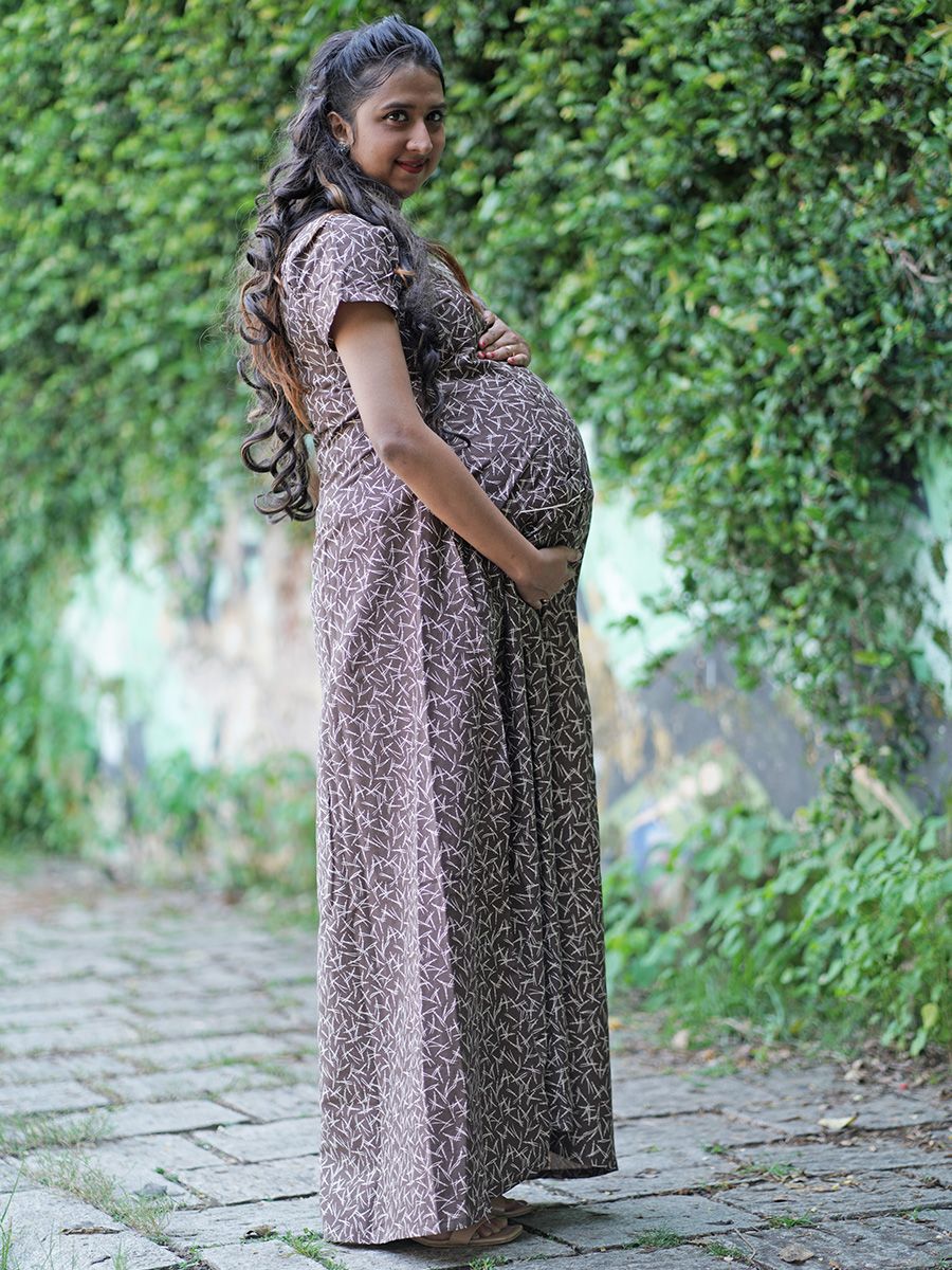 Maternity Full Night Gown-  (Bown)
