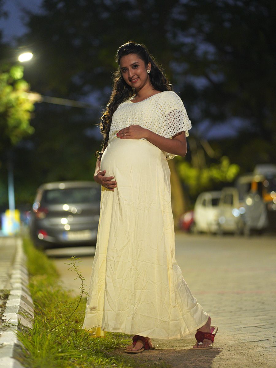 Maternity Full  Gown-  (offwhite)