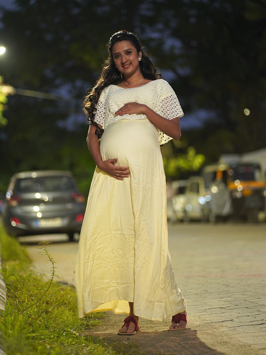 Maternity Full  Gown-  (offwhite)