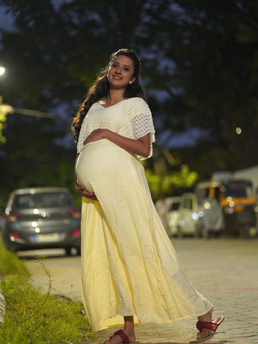 Maternity Full  Gown-  (offwhite)