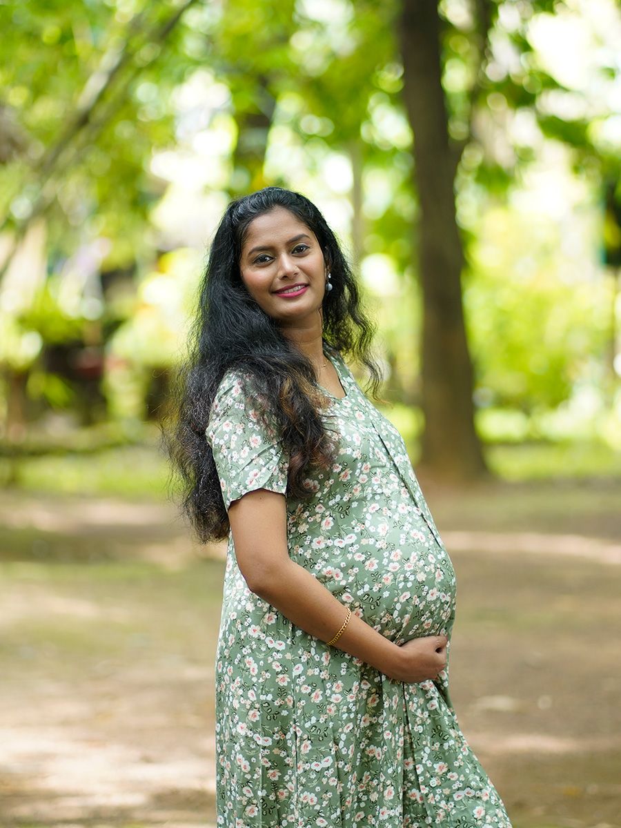 Maternity Full Night Gown- L Green