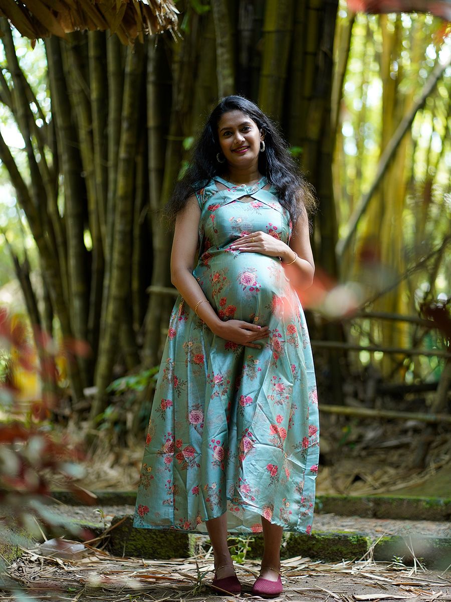 Maternity Photo Dress- Floral Green