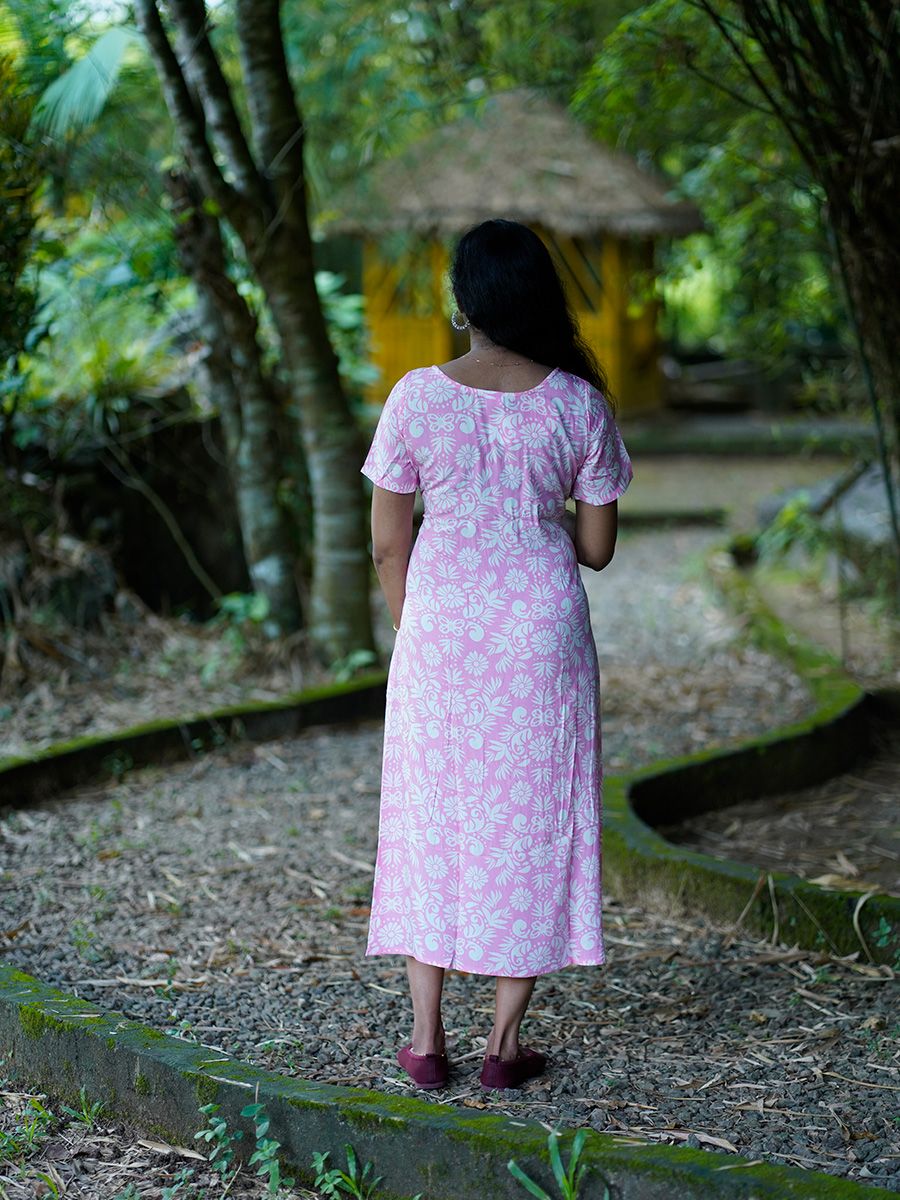 Maternity Short Night Gown- dara pink