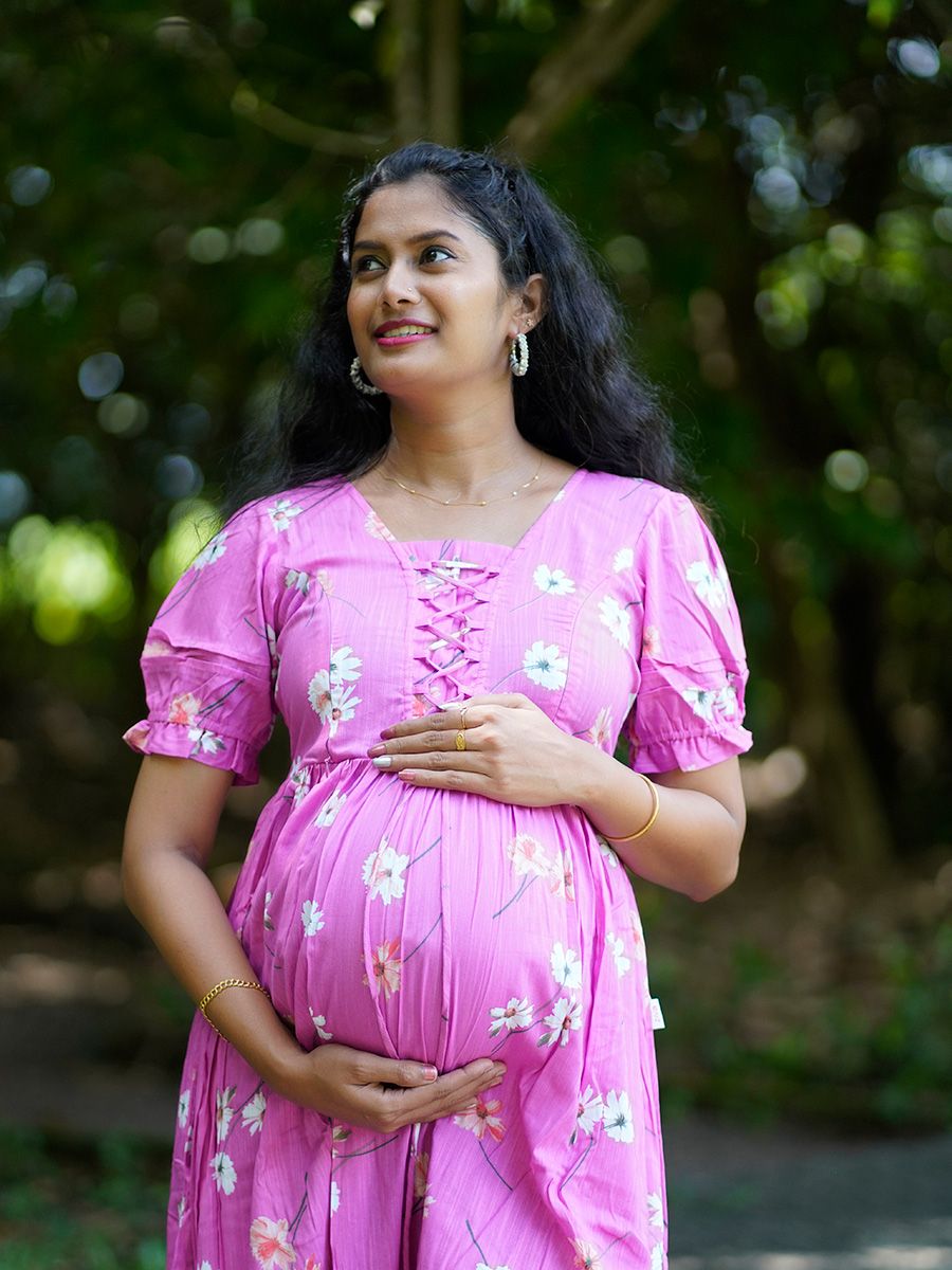 Maternity Short Dress Melody Pink