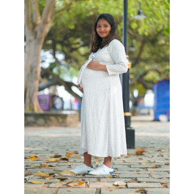 Maternity Short Dress- Amora Off white