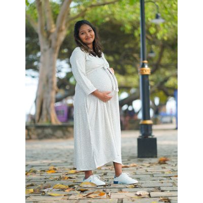 Maternity Short Dress- Amora Off white