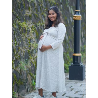 Maternity Short Dress- Amora Off white