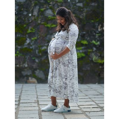 Maternity Short Dress- Amora Black Print