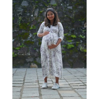 Maternity Short Dress- Amora Black Print