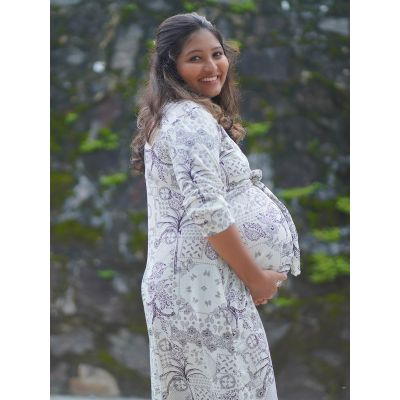 Maternity Short Dress- Amora Black Print