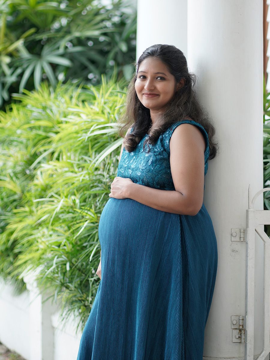 Photoshoot Gown Satin  Peacock blue