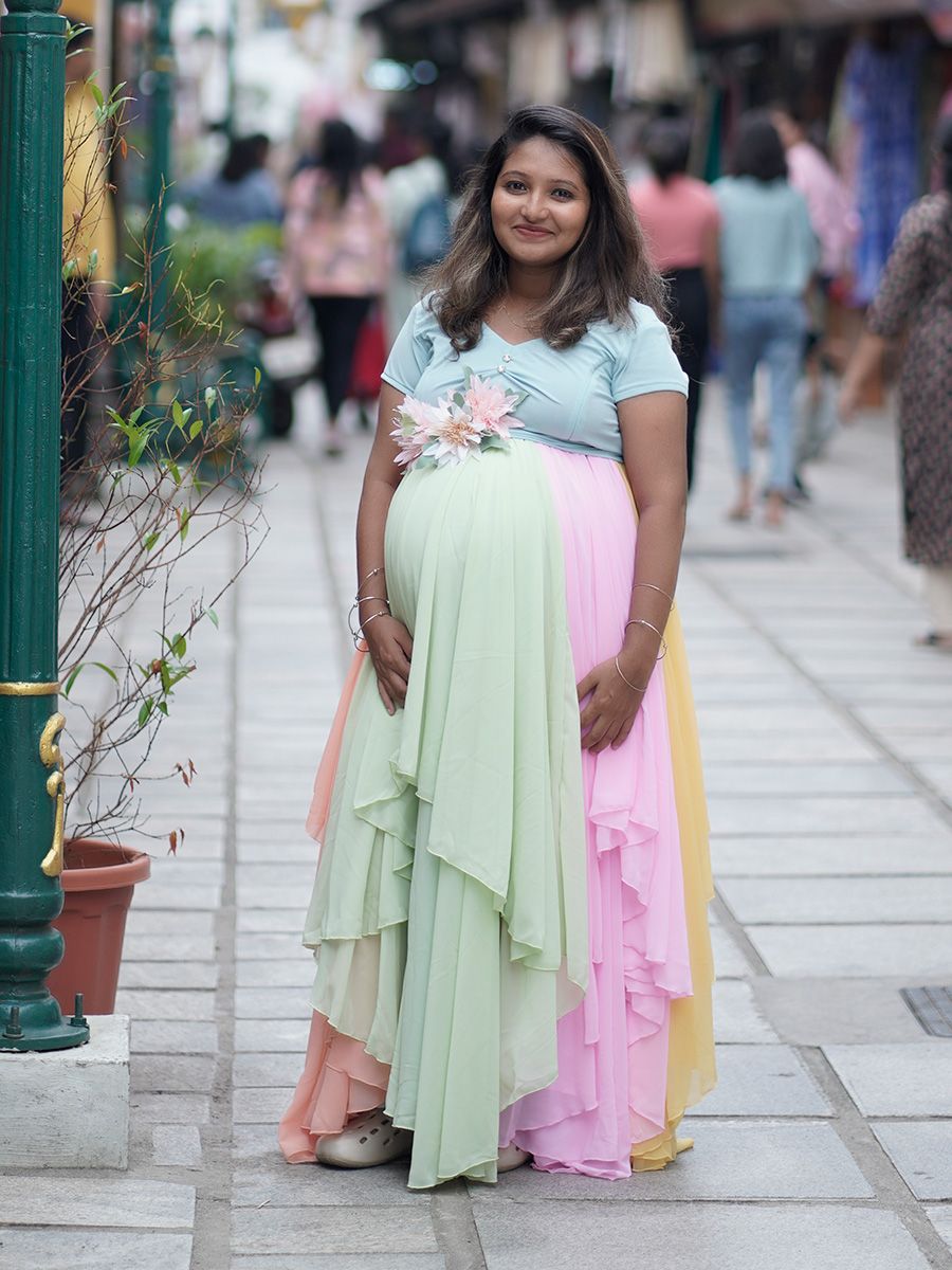 Maternity Baby shower Gown- Multi colour