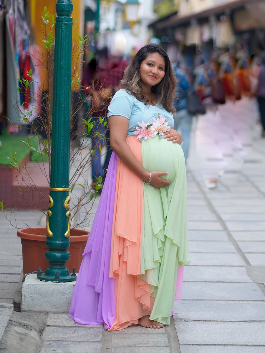 Maternity Baby shower Gown- Multi colour
