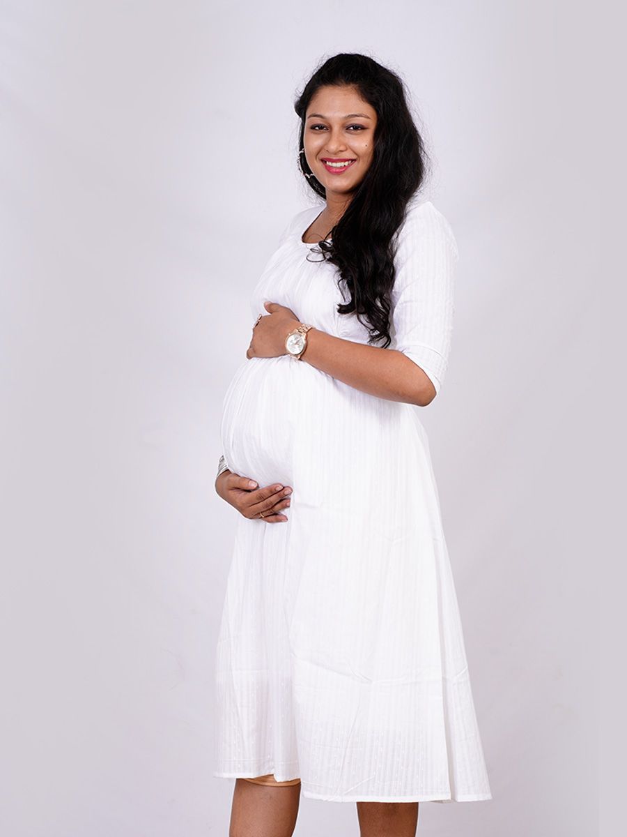 Maternity Short Dress/ Slip  (White)