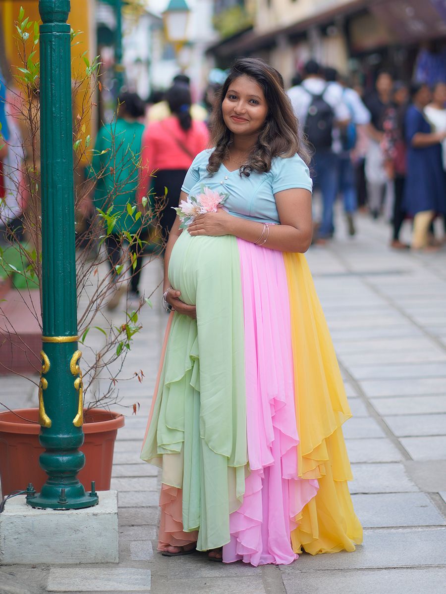 Maternity Baby shower Gown- Multi colour
