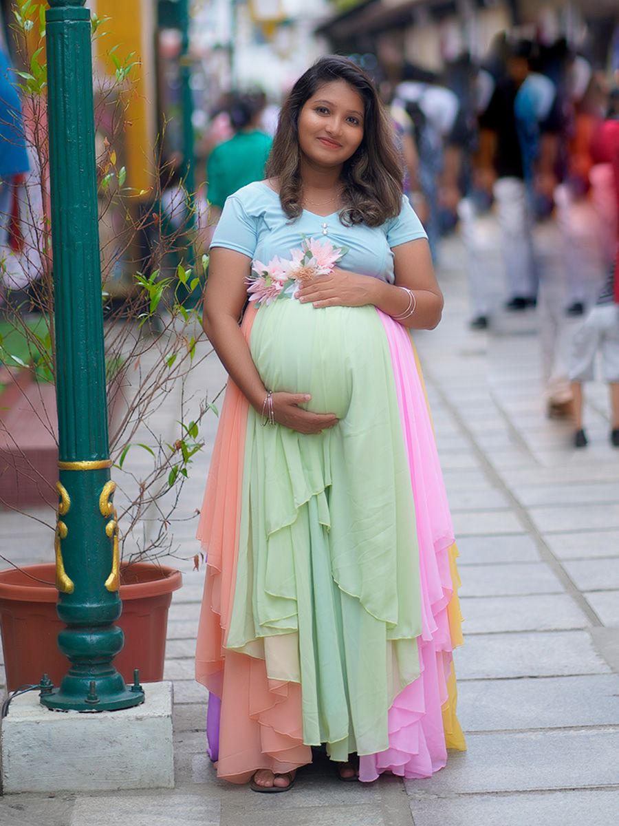 Maternity Baby shower Gown- Multi colour