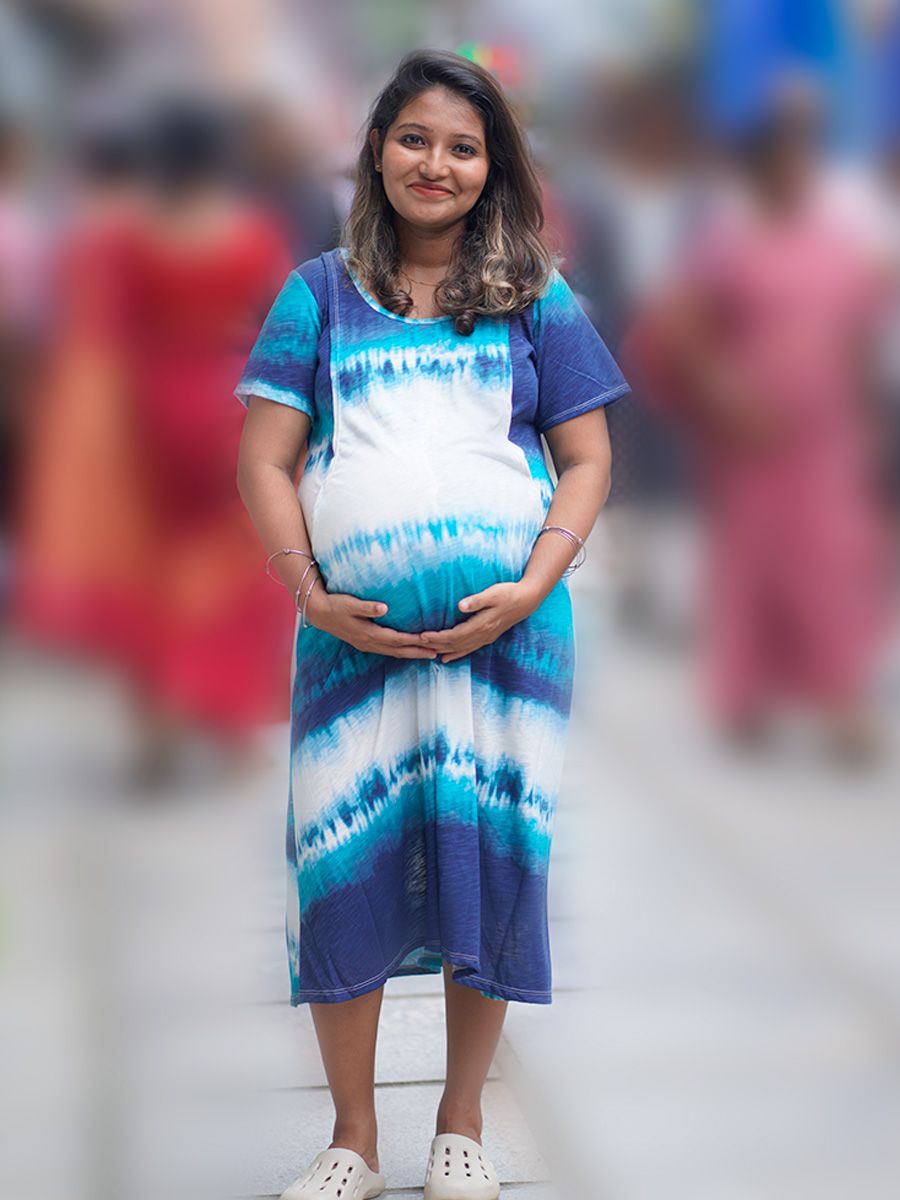 Maternity Short Zipless Dress- Miah Blue