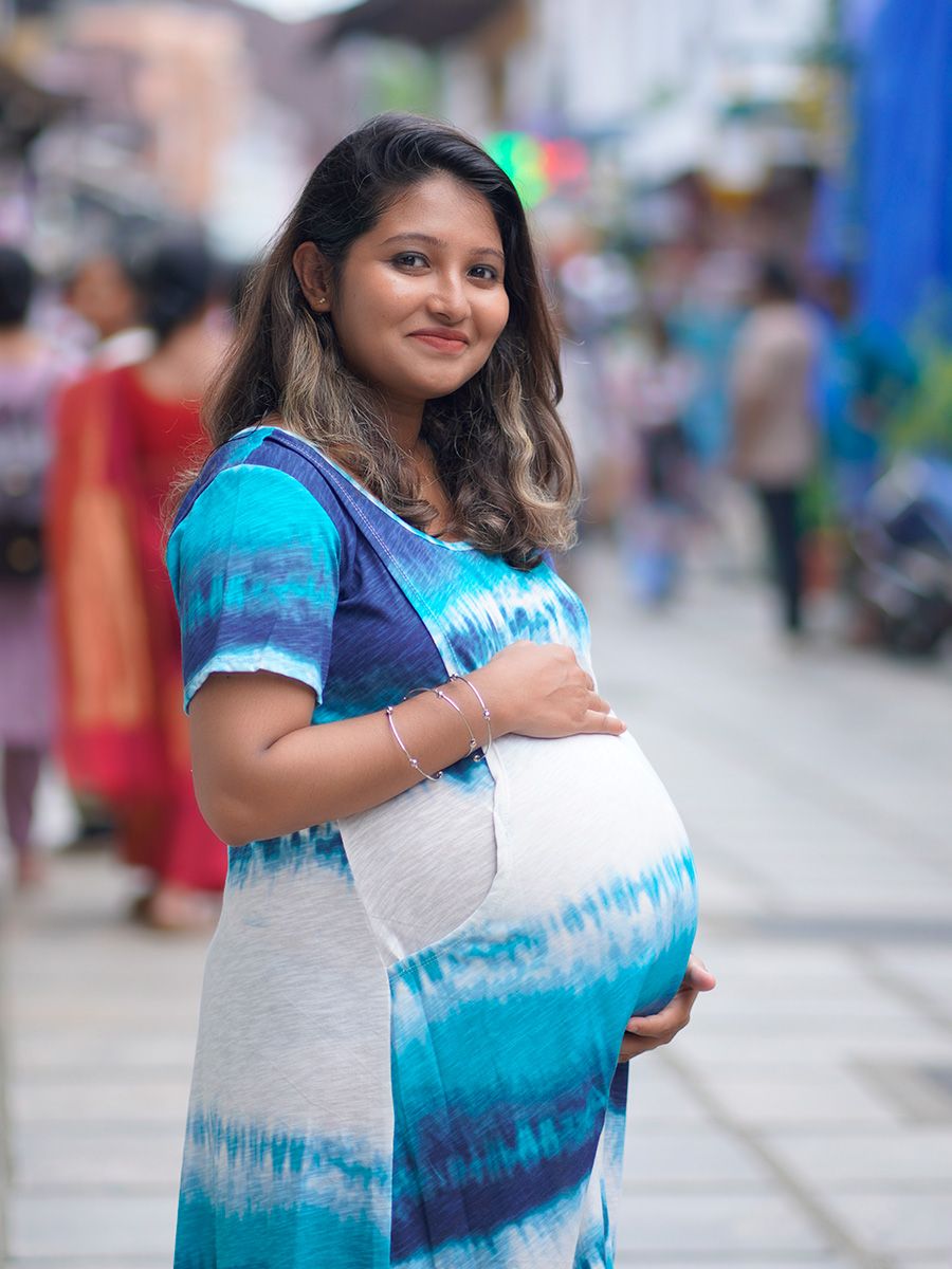 Maternity Short Zipless Dress- Miah Blue